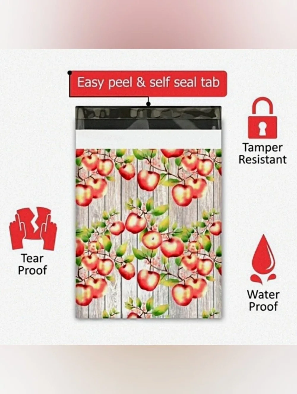 NEW 10x13 Polymailers (25X) - Apple Print